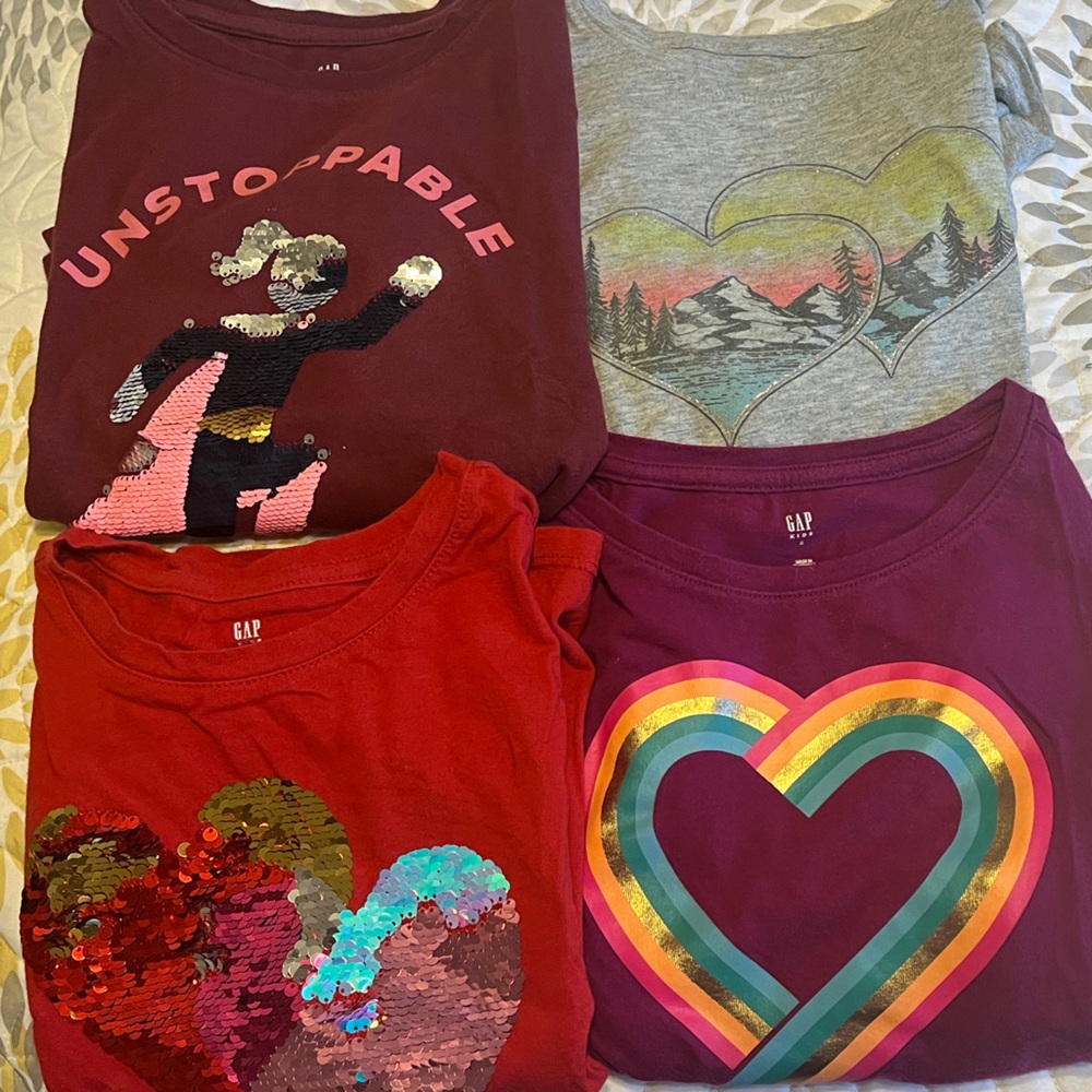 GAP Kids Long Sleeve Tees - Red, Gray, Purple- four shirts